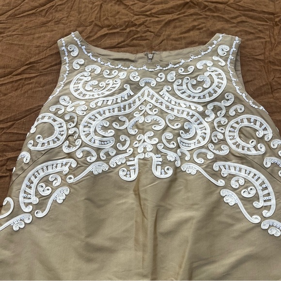 Vintage Talbots Neutral Nude/White Silk Shift Dress Size 8 - Picture 3 of 4